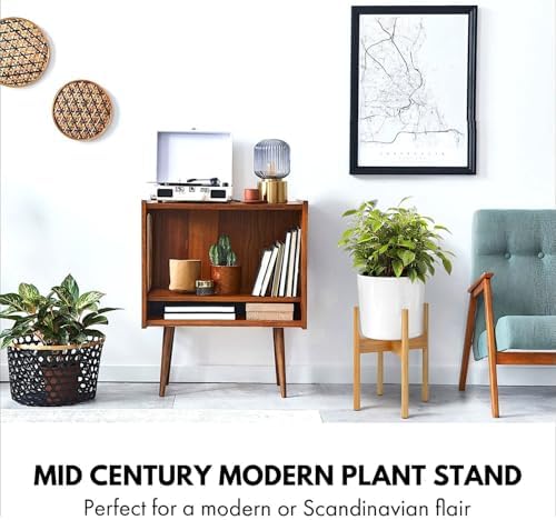 Fox & Fern Mid Century Plant Stands for Indoor Planters, Bamboo, 8 Inch - Image 2