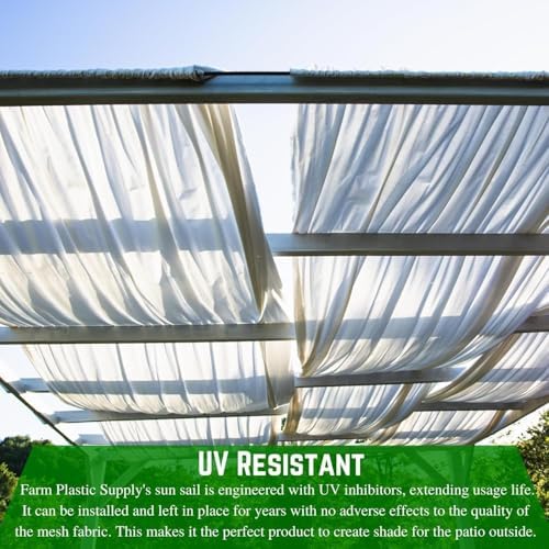 Farm Plastic Supply - White Shade Cloth - 50% - Mesh Fabric for Fence Privacy Screen, Garden Shade, Mesh Fence Screening, Shade Cloth Rolls, Wind Screen, White Shade Cloth (12' x 100') - Image 4