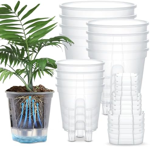 Wonderjune Self Watering Planter, 4.72'', 5.91'', 7.09'', Clear, 12 Pcs by Wonderjune