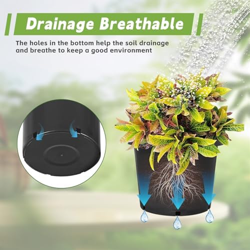 HOSTIC 5 Gallon Flexible Nursery Pots Gallon Pot with Drainage Holes Plastic Plant Container Suitable for Indoor Outdoor Vegetables Flowers Plants 10 PCS - Image 3