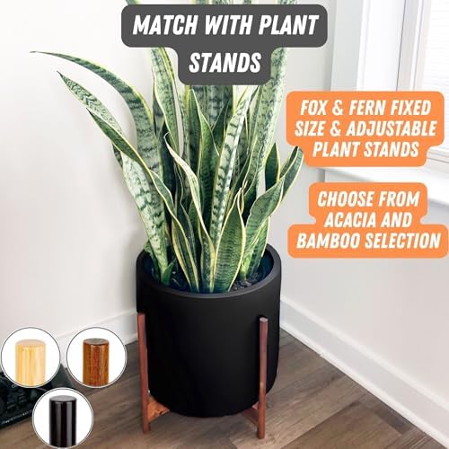 Fox & Fern Large Planter for Indoor or Outdoor, Matte Black, 14.6 Inch - Image 7