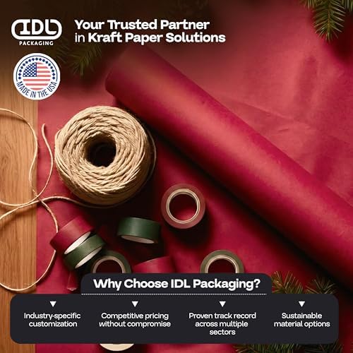 Red Kraft Paper Roll 36" x 2160" (180 feet) - USA-Made Craft Paper Roll 50lb Thickness for Art - Red Wrapping Paper for Gift Wrapping & Moving - High-Density Roll for School by IDL Packaging - Image 7