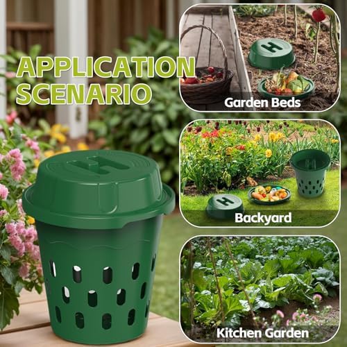 6-Pack Inground Worm Farm, Outdoor Worm Composting Bin, 8L - Image 3