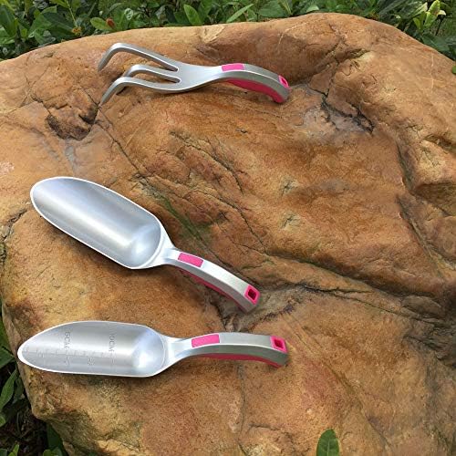 Garden Tool Set, 3PC Bend Proof Gardening Tool Kits (Soil Scooper, Garden Trowel, Cultivator Hand Rake), One-Piece Aluminum, Garden Gift Pink - Image 7