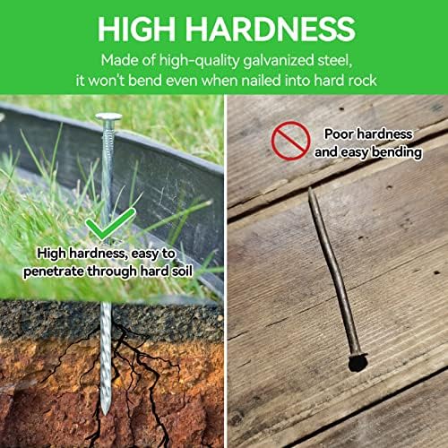 8 Inch Heavy Duty Landscape Stakes with Gasket Caps - 200 Sets Galvanized Spiral Garden Spikes Kit for Securing Weed Barrier Fabric, Artificial Turf, Tent and More - Image 3