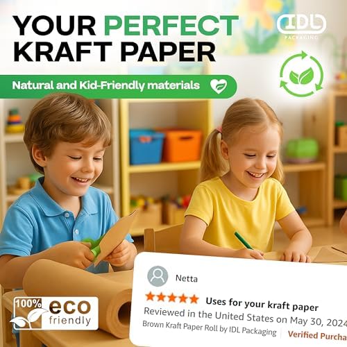 IDL Packaging 18" x 1800" (150 feet) - Brown Kraft Paper Roll - 50lb Thickness - Heavy-Duty Paper for Packing, Moving, Shipping, Crafts - 100% Recyclable Natural Kraft Wrapping Paper - Image 5