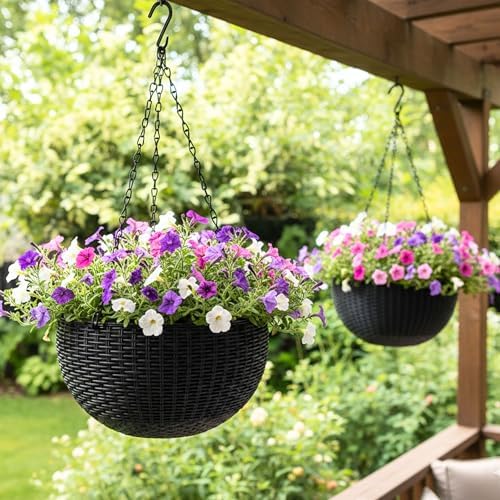 LaLaGreen Indoor Hanging Planters (11in, 2 Pack) Self-Watering Flower Pots by L%C3%A1L%C3%A1Green