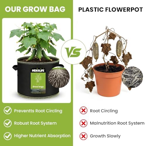 MEKOLIFE 6-Pack 5 Gallon Fabric Grow Bags, Breathable Planters with Handles - Image 5