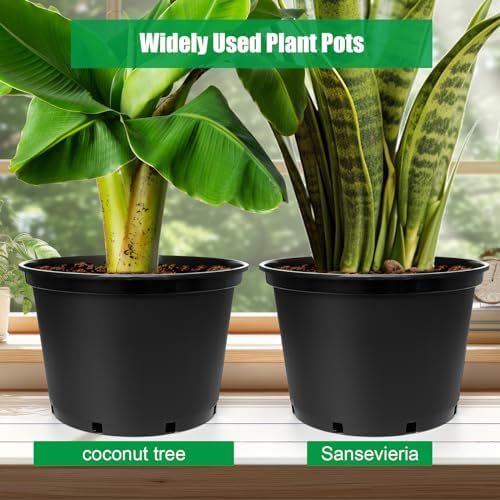 RooTrimmer 7 Gallon Plastic Nursery Pots, 15 Inch Large Plastic Pots for Plants, Round Plant Pots with Drainage Holes, Flower Pots for Outdoor Indoor Plants, Gardening Gifts for Women (5-Pack, Black) - Image 6