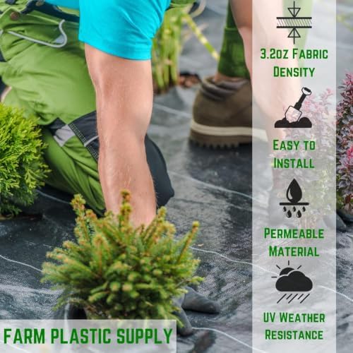 Farm Plastic Supply - 3.2oz Premium Landscape Fabric Heavy Duty - (6' x 300') - Commercial Grade Woven Ground Cover for Gardening, Farming, Agriculture - Image 2