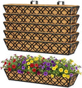 Y&M 6-Pack 30 Inch Railing Planter Boxes, Hanging Balcony Planter, Adjustable Deck Railing Planter Box, Metal Window Boxes Outdoor for Fence, Porch by YM