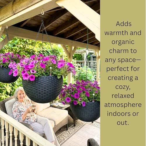LaLaGreen Indoor Hanging Planters (11in, 2 Pack) Self-Watering Flower Pots - Image 5