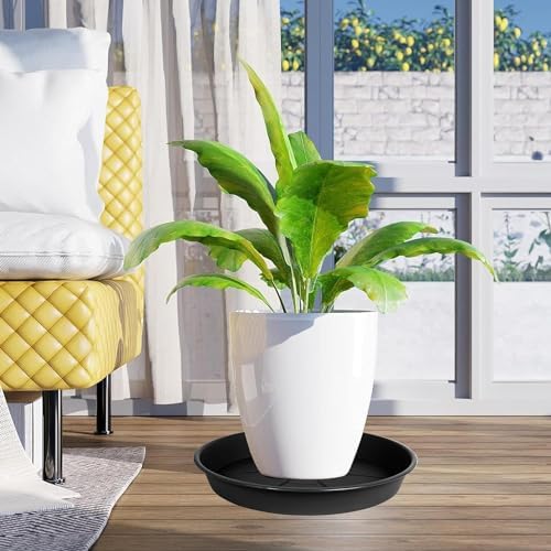 OVZILKI 1 Pack of Plant Saucer Tray 14 inch, Heavy Duty Plastic Pot Plant Drip Trays Saucers for Indoors Outdoor, Plant Water Tray for Planters (14", Black) - Image 6
