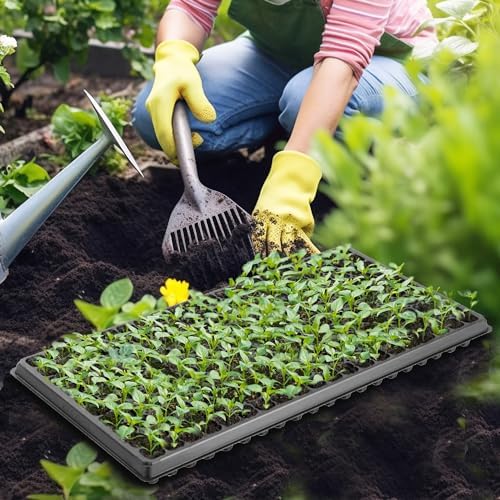 RooTrimmer 10 Pack 200 Cell Seed Starter Trays- Thick Durable Plastic Nursery Flats with Drainage Holes for Seedlings, Propagation, Seed Germination, Fits Shallow 1020 Trays - Image 5