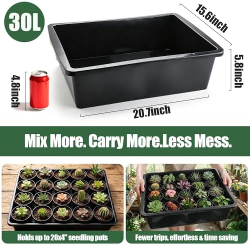 4Pack Garden Plant Potting Tray for Soil Mix & Repotting, 20.7"x15.6"x5.8" - Image 2