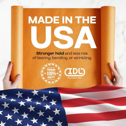 48" x 1200" (100 ft) Orange Kraft Paper Roll, Pack of 4 - USA-Made Quality Craft Paper for Gift Wrapping, Kids' Arts & Crafts, School Projects - 100% Recycled, 50 lb Natural Material by IDL Packaging - Image 3
