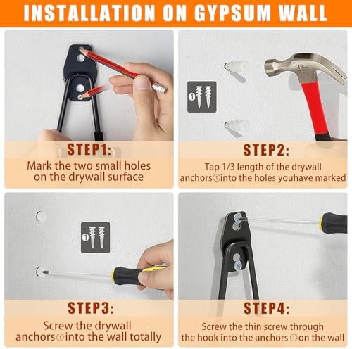 KOFANI Heavy Duty Steel Hooks-16PK Orange Wall Mount Garage Storage Hangers - Image 4