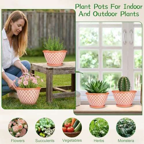 Nooulap 10 Inch Flower Pots Outdoor Indoor, 4 Pack - Image 6