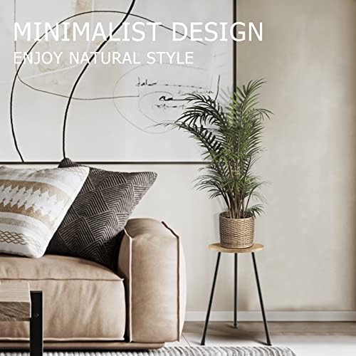KINNARY Tall Plant Stand, Mid Century Wood Indoor Plant Stand Plant Table for Flower Pots, Metal Plant Holder, Modern Home Decor Small Round Side End Table (11.8"x20") - Image 4