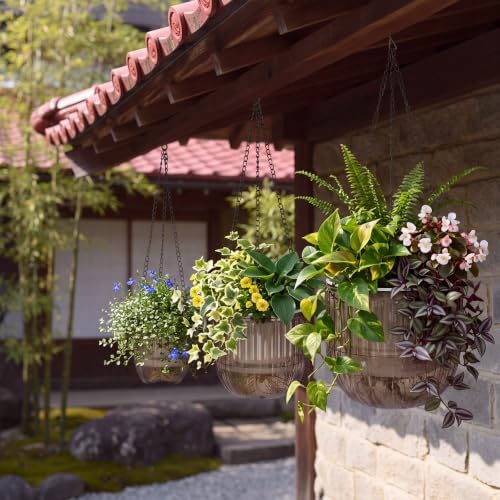 3 Pcs 8.3'' 6.5'' 4.5'' Hanging Self Watering Pot for Indoor Plant, Gray - Image 4