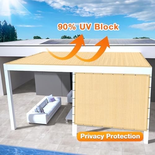 Artpuch Outdoor Pergola Shade Cover 5' X 14' Sun Shade Cloth with Grommets, 90% UV Protection Canopy Patio Privacy Screen (Customized Available) GN107, Wheat - Image 3