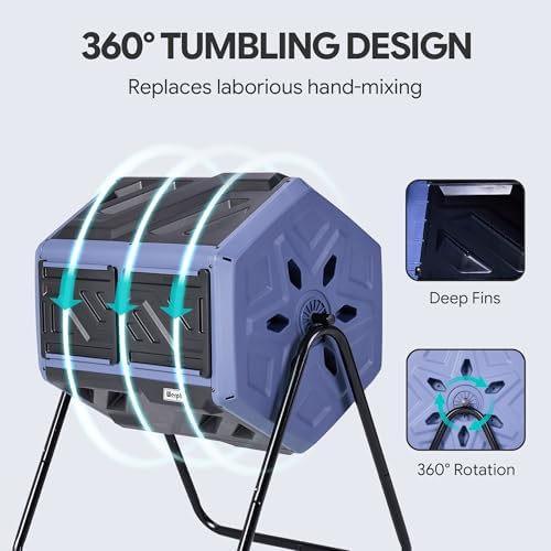 Werph 43 Gallon Outdoor Rotating Compost Bin, Dual Chamber, Purple & Black - Image 6