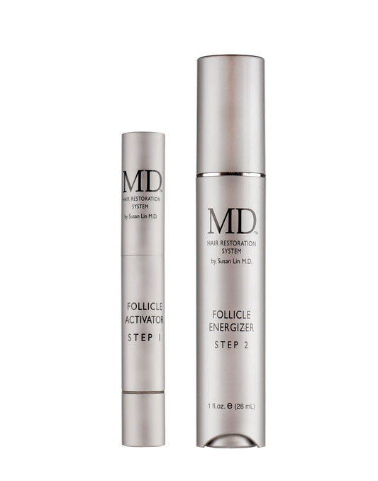 MD Hair Restoration Two Step System – Follicle Activator/Enhancer & Energizer for Hair Thinning, Regrowth, Nourishment, Follicle Stimulation – Ideal for Men & Women