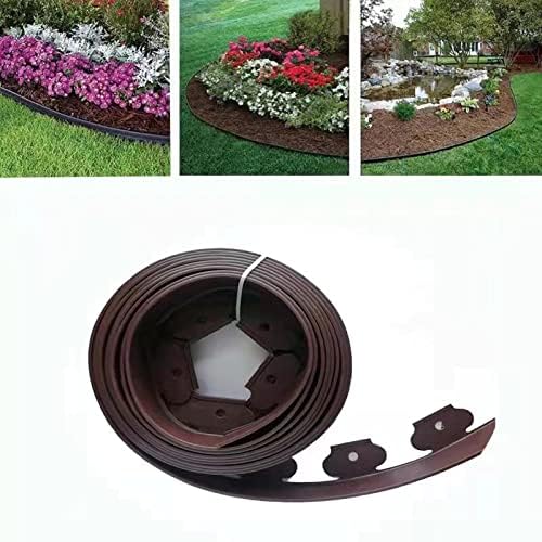 Garden Edging，20ft Landscape Edging with 20 Spikes for Lawn 2 Inch Tall (Brown, 20FT) - Image 4