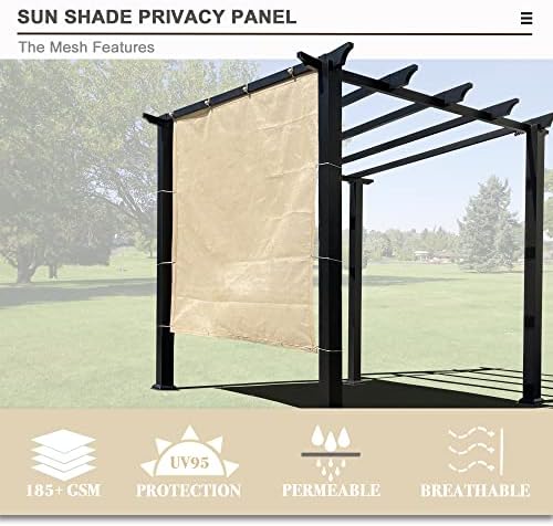 Alion Home Sun Shade Panel Privacy Screen with Grommets on 4 Sides for Outdoor, Patio, Awning, Window Cover, Pergola (5' x 6', Banha Beige) - Image 4