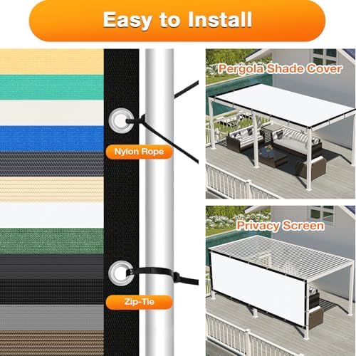 Artpuch Outdoor Pergola Shade Cover 4' X 24' Sun Shade Cloth with Grommets, 90% UV Protection Canopy Patio Privacy Screen (Customized Available) GN107, White - Image 5