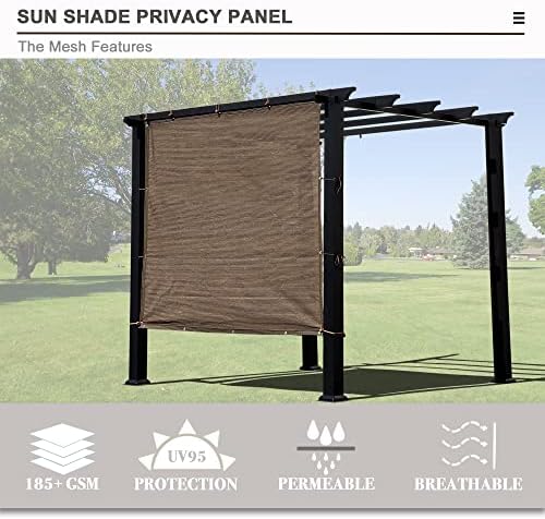 Alion Home Sun Shade Panel Privacy Screen with Grommets on 4 Sides for Outdoor, Patio, Awning, Window Cover, Pergola (6' x 12', Mocha Brown) - Image 3
