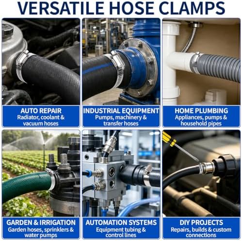 100 Pcs Stainless Steel Hose Clamps, Adjustable 5/8-1 In (16-25mm) - Image 7