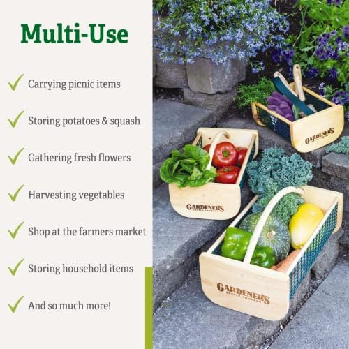 Gardener's Supply Company Garden Harvest Basket | Versatile Gardening & Vegetables Gathering Hod | Natural Smooth Pine - Maple Frame & Coated Mesh | 16"L x 9"W x 7"H - Small - Image 6