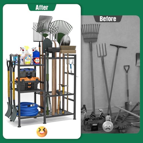 keomaisyto Garden Tool Organizer with Large Hooks, Garage Storage Rack - Image 6