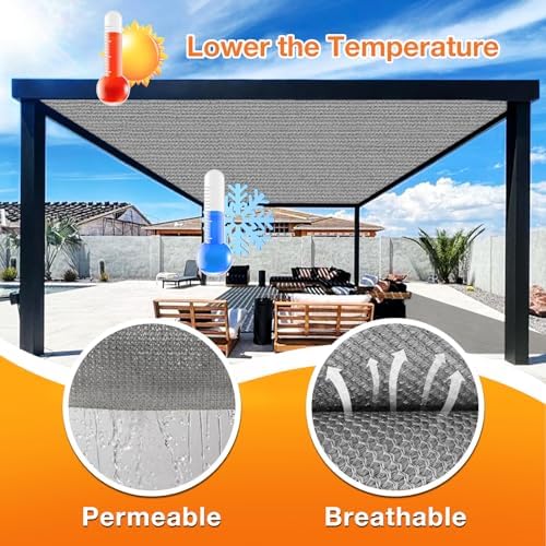 Artpuch Outdoor Pergola Shade Cover 7x21 FT Sun Shade Cloth with Grommets Light Grey 90% UV Protection Canopy Patio Privacy Screen (Customized Available) - Image 4