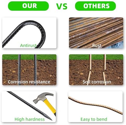 22 Pcs 12-Inch Garden Ground Stakes Galvanized Steel U Shape Hook Staple - Image 5