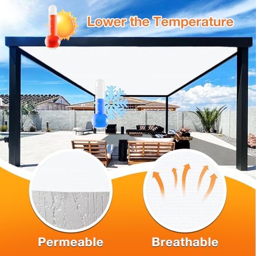 Artpuch Outdoor Pergola Shade Cover 10' X 18' Sun Shade Cloth with Grommets, 90% UV Protection Canopy Patio Privacy Screen (Customized Available) GN107, White - Image 4