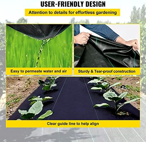 Happybuy 3FTx50FT 5OZ Garden Weed Barrier Landscape Fabric Heavy Duty, Weed Control Fabric for Garden, Weed Blocker Fabric, Geotextile Fabric Under Gravel, Driveway Fabric, Weed Mat Cloth Ground Cover - Image 4