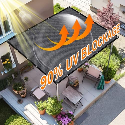 Artpuch 90% Sun Shade Cloth, 8 x 12 FT Pergola Shade Cover Canopy with Grommets, Sun Screen Fabric Tarp for Patio, Outdoor, Garden, Backyard, Dark Grey - Image 3