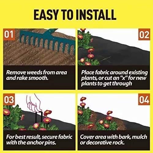 Agfabric Non-Woven Weed Barrier 4x50ft Landscape Fabric Ground Cover,Heavy-Duty Weed Block for Gardening Mat,Erosion Control,Weed Control - Image 6