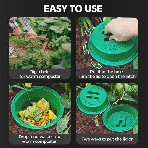 6-Pack Inground Worm Farm, Outdoor Worm Composting Bin, 8L - Image 7