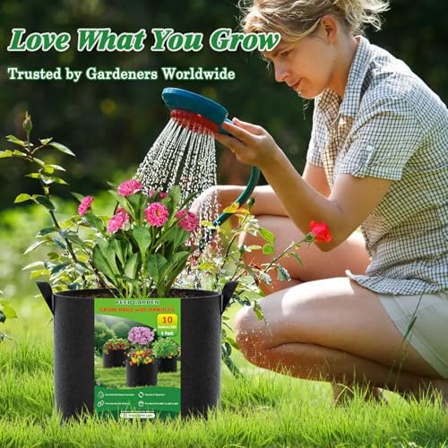 FEED GARDEN 25 Gallon Plant Grow Bags 4 Pack 300G Fabric Pots with Handles - Image 6