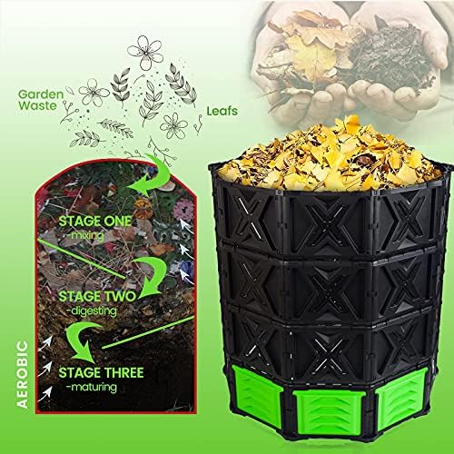 SQUEEZE master XXL Large Compost Bin Outdoor- 720L /190 Gallon-Easy Assembly-No Screws-Sturdy& Durable-Green Door - Image 4