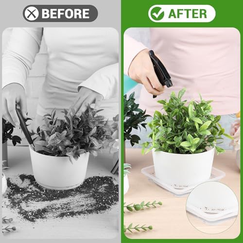 Greaner 14 Inch of Plastic Plant Saucer, 6 PCS Durable Plant Trays for Indoors, Square Plant Water Dray Tray, Plant Water Catcher Drip Dishes, Clear Drip Trays for Indoors & Outdoor Plants - Image 4