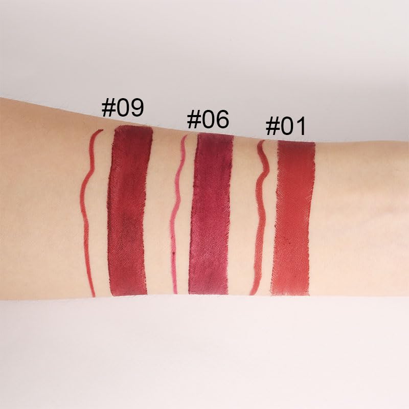 Kaely 2-in-1 Dark Plum Wine Red Lip Liner & Lipstick Set Kit for Women, Matte Lips Kit with Lip Liner Lip Stains Long Lasting Waterproof 24 Hour Lipstick and Lip Liners Combo Lipliners Pencil 06