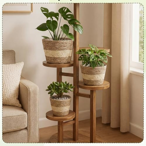 AceOrbit 12 Pcs Wicker Plant Basket Bulk with Liners Woven Planter Baskets Bulk for Indoor Outdoor Seagrass Plants Woven Wicker Baskets for Flower Pots Cover and Room Decor (Mixed Size,Bohemian) - Image 6