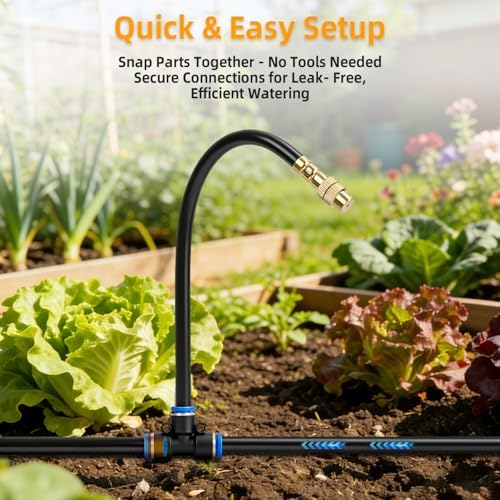 200FT Drip Irrigation System, 2026 Upgrade Garden Watering Kit with 32pcs 360° Adjustable Copper Nozzles, High-Flow DIY Sprinkler System for Large Gardens, Farms, Greenhouses, Lawns (200 ft) - Image 7