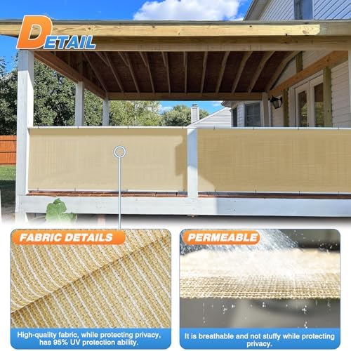 TANG Sun Shade Fabric Roll 8'x42' Shade Cloth for Garden Beige HDPE Mesh Shading Pergola Cover Replacement Canopy, 95% Blockage Sunshades for Outdoor Patio Backyard Plant - Image 4