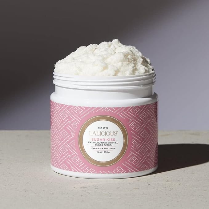 LALICIOUS Extraordinary Sugar Kiss Sugar Scrub for Body, Exfoliating Body Scrubs for Women, Moisturizing Body Exfoliator with Coconut Oil & Honey for Radiant Skin, Zero Greasy, No Parabens - 16oz