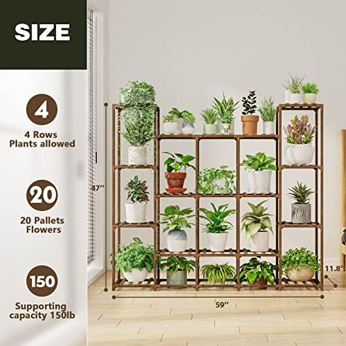 Bamworld Large Plant Shelf Indoor Plant Shelf Outdoor Tall Wood Plant Holder for Living Room Multiple Plants Patio Balcony Garden 17 Pots - Image 4